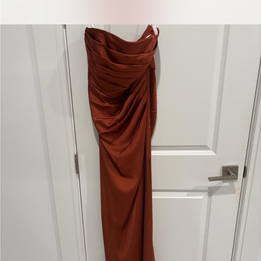 Azazie Rust Strapless Dress